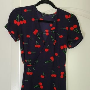 Cherry wrap midi dress